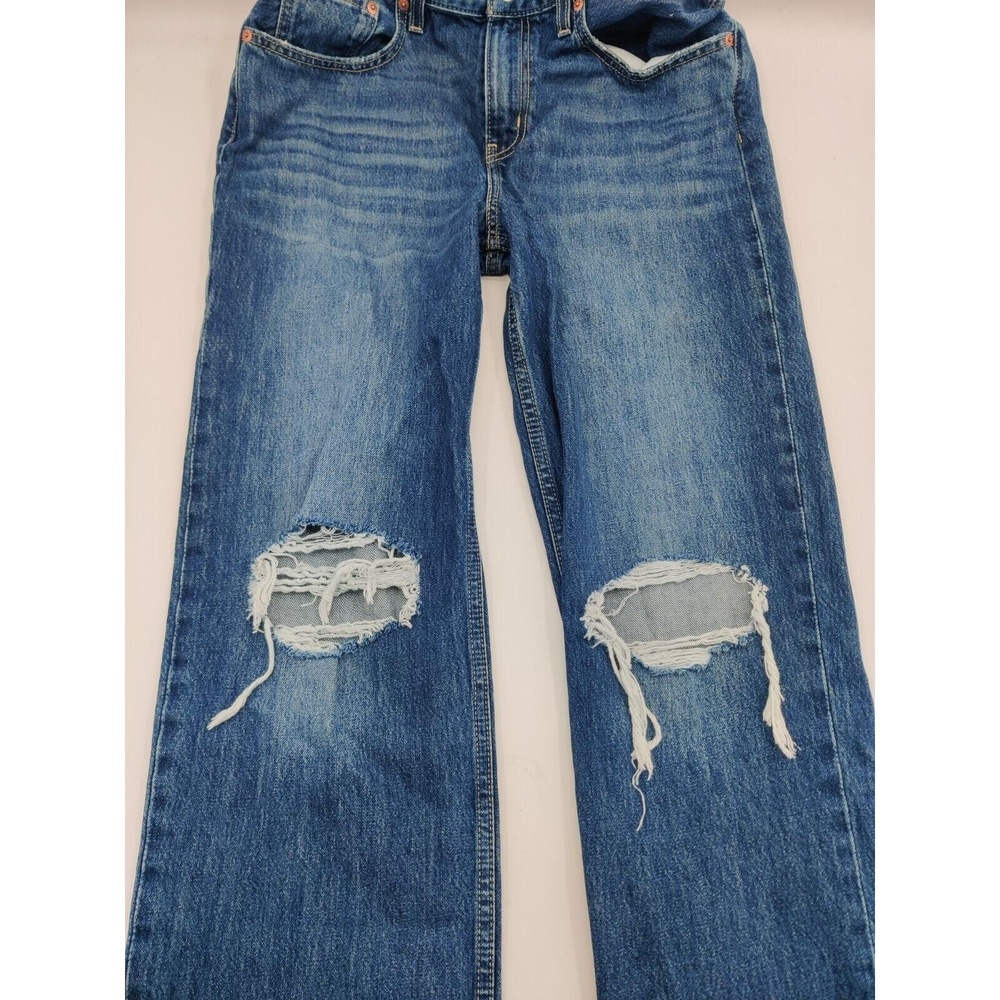 Levi's Size 30x30 Men's Low Pro Straight Jeans Med Wash Blue Jeans Distressed - Picture 3 of 14